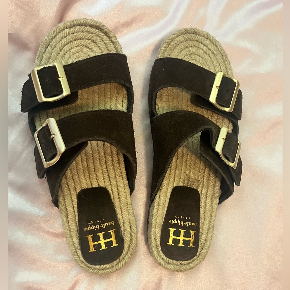 Haute Hippie Nikki Suede Two-Strap Sandals